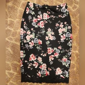 Floral midi pencil skirt, size 4